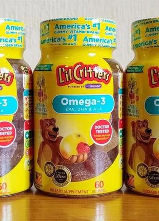 Омега 3 желейки со вкусом малинового лимонада, сша, рыбий жир