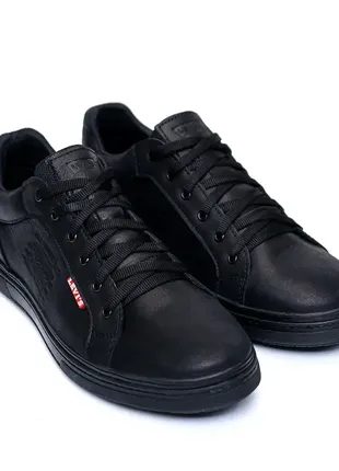 Чоловічі шкіряні кросівки в стилі levis black
