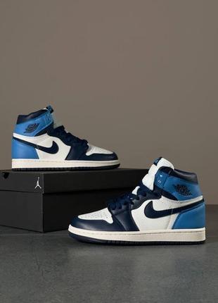 Женские голубые кроссовки nike air jordan 1 high blue white black.2 фото