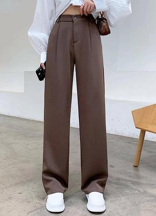 Стильные бомбезные💣удобные женские прямые брючки высокая посадка штаны 42 44 46 s m l брюки палаццо5 фото