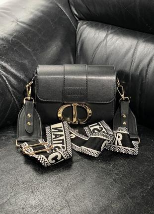 Сумка в стилі 👜 christian dior 30 montaigne bag black leather9 фото
