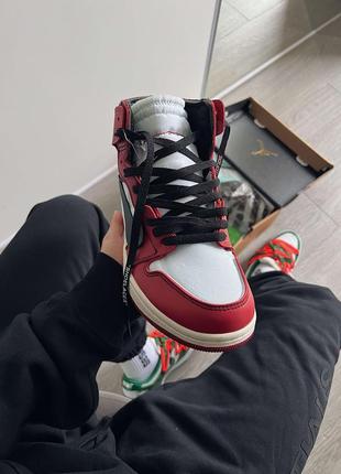 Кроссовки мужские, женские высокие баскетбольные nike air jordan 1 retro high off-white chicago4 фото