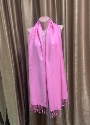 Кашемировый палантин шарф розовый2 фото