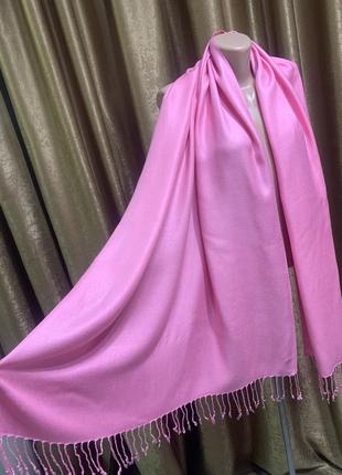 Кашемировый палантин шарф розовый5 фото