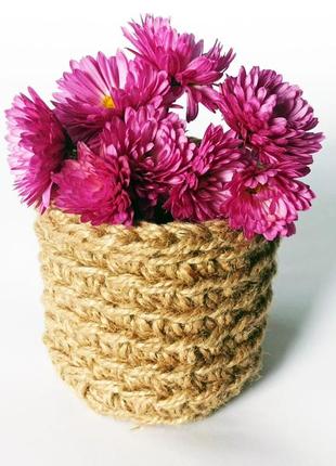 Стаканчик для ручек из джута цветочное кашпо для суккулентов джутовая корзинка для...