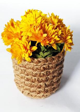 Стаканчик для ручек из джута цветочное кашпо для суккулентов джутовая корзинка для...