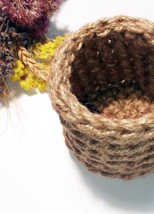 Стаканчик для ручек из джута цветочное кашпо для суккулентов джутовая корзинка для...