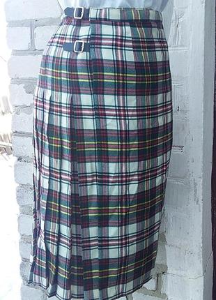 John morrison юбка миди в шотландскую клетку 💯шерсть складки плиссе этно1 фото