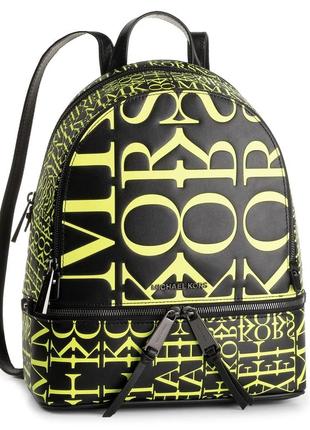 Michael kors рюкзак rhea zip black/neon yellow