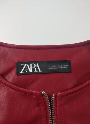 Уценка куртка zara оригинал экокожа s красная7 фото