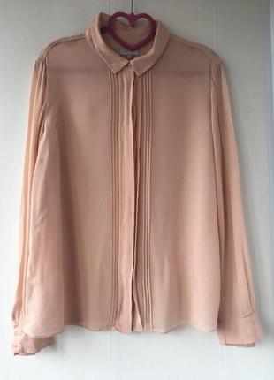 Благородная шелковая блузка блуза рубаха, натуральный шелк, цвет персик пастель , hobbs