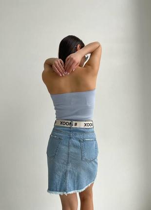 Джинсовая юбка с поясом2 фото