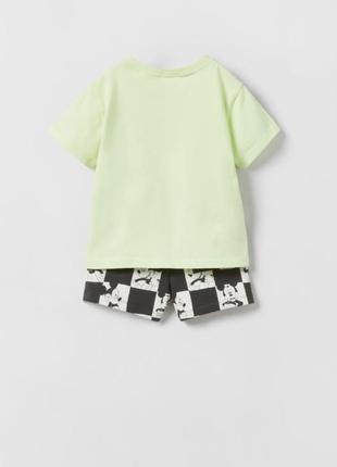 Комплект zara disney mickey микки 3-6 мес 68 см 6-9 мес 74 см 12-18 мес 86 см шорты футболка костюм комплект4 фото