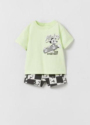 Комплект zara disney mickey микки 3-6 мес 68 см 6-9 мес 74 см 12-18 мес 86 см шорты футболка костюм комплект7 фото