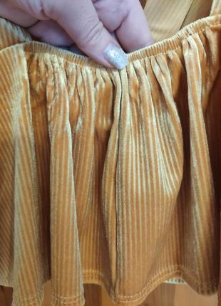 Британського бренду misguided жіноча оригінальна, вілюрова в рубчик, помаранчевого кольору блузка3 фото