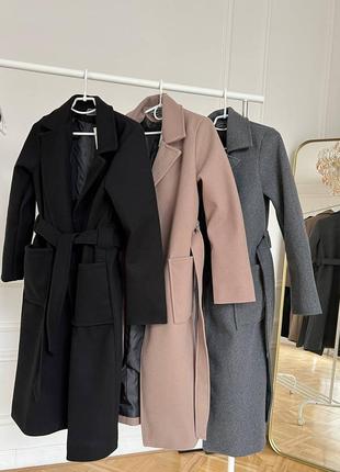 Качественное пальто кашемир, черное5 фото