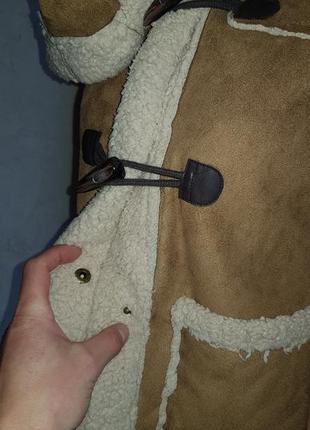 Дубленка женская куртка замшевая коричневая с капюшоном xs-s 8 new look3 фото