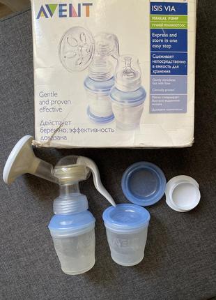 Молокоотсос ручной avent isis via, с системой хранения молока.