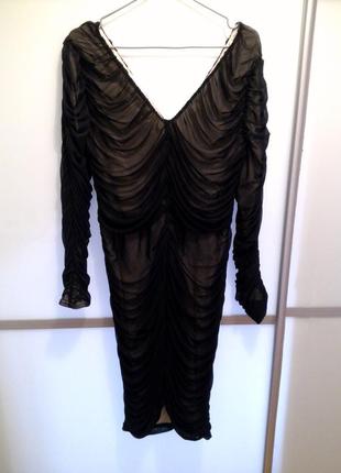 Стречевое черное платье с драпировкой asos 18 uk наш 524 фото