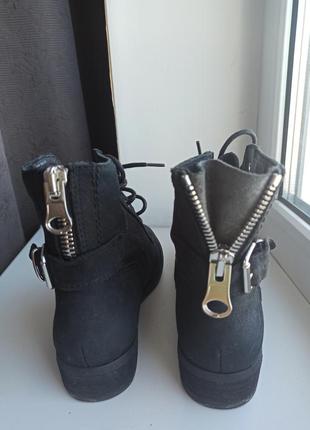 Демисезонные черные кожаные нубуковые ботинки ботинки на шнуровке aldo, кожаные ботинки нубук6 фото