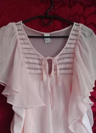 Ніжна блуза з рюшами, шифонова блузка на зав'язці, весняна блуза легка3 фото