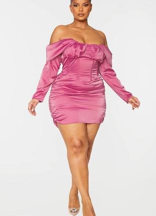 Новое! атласное платье prettylittlething батал 26рр
