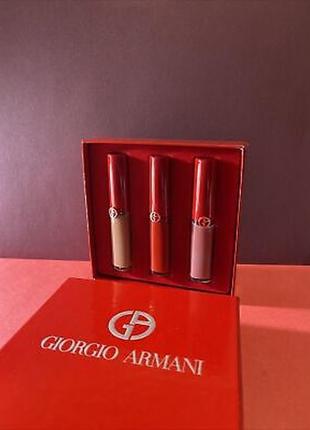 Подарочный набор жидкой матовой помады giorgio armani mini lip maestro2 фото
