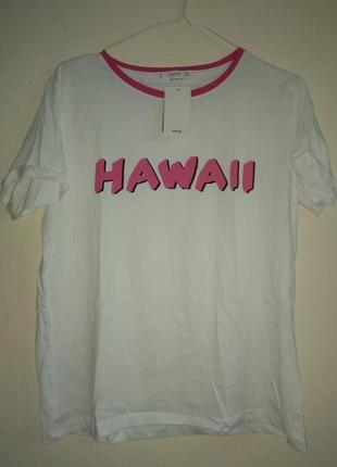 Белая летняя футболка mango hawaii4 фото