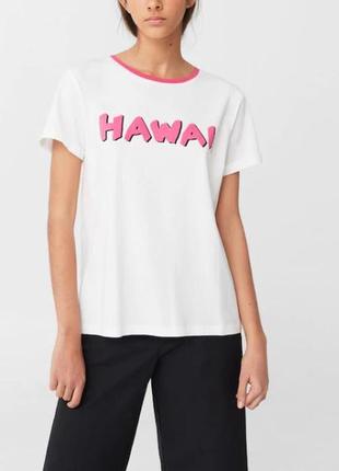 Біла літня футболка mango hawaii