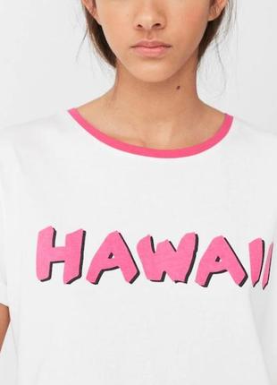 Белая летняя футболка mango hawaii3 фото