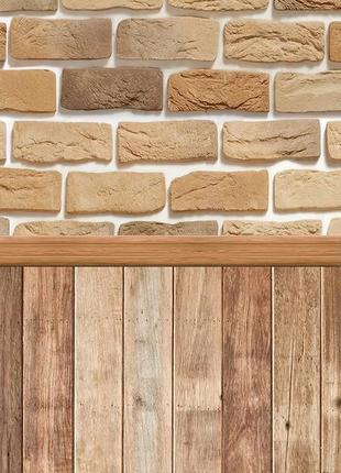 Подвійний фотофон вініловий  дерев'яні дошки . жовта цегла 100*200 см