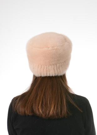 Зимняя женская шапка-кубанка из цельного меха норки4 фото