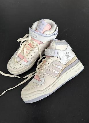 Жіночі високі шкіряні кросівки на ліпучці adidas forum 84 high 🆕 адідас форум