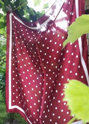 Хустка під шовк у горошок темно-червона бордова
