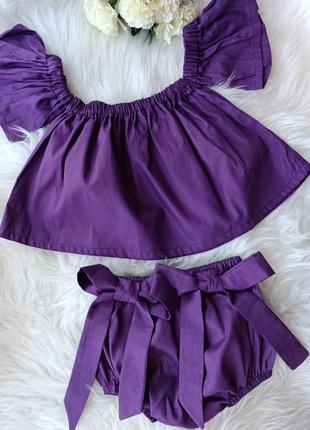 Комплект для фотосессии сатиновая блуза шорты блумеры