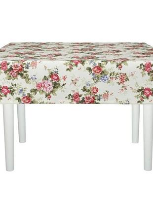 Скатерть тефлоновая водоотталкивающая хлопковая тропические листья зеленые