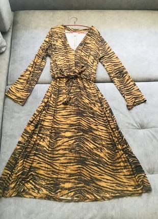 Стильне тигрове натуральне плаття від h&m, розмір хl