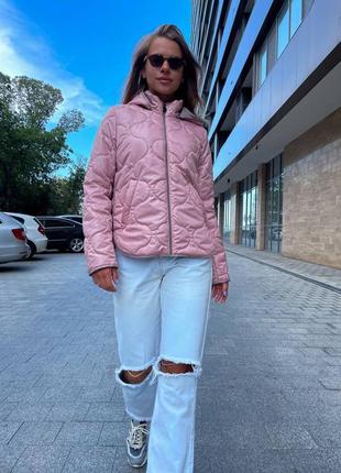 Куртка жіноча пудрова однотонна на підкладці коротка з кишенями на блискавці з капішоном тепла якісна стильна