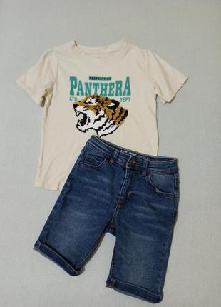 Комплект джинсові шорти та футболка2 фото