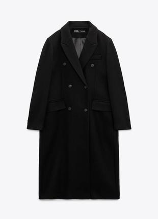 Чорне шерстяне пальто zara