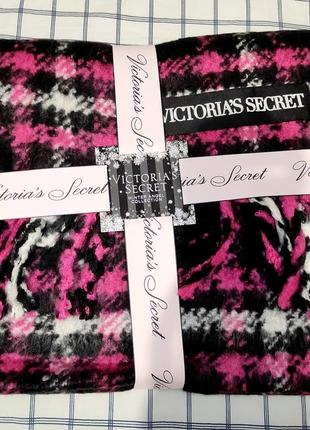 Тёплый шарф victoria's secret black & fuchsia plaid2 фото