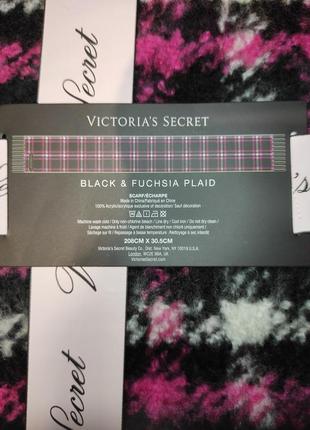 Тёплый шарф victoria's secret black & fuchsia plaid7 фото
