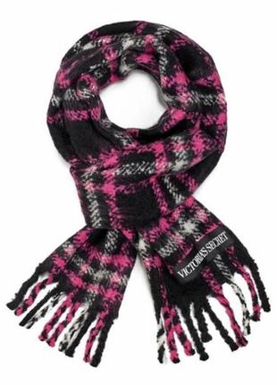 Теплий шарф victoria's secret black &amp; fuchsia plaid