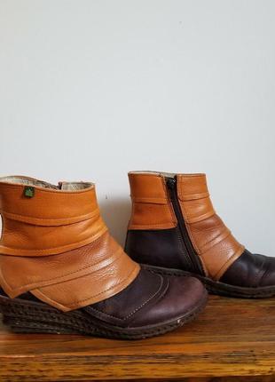 Кожаные ботинки el naturalista на низкой танкетке р.40 - 26 см