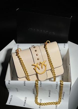 Женская стильная бежевая сумка с цепочкой через плечо pinko 🆕небольшая сумка5 фото