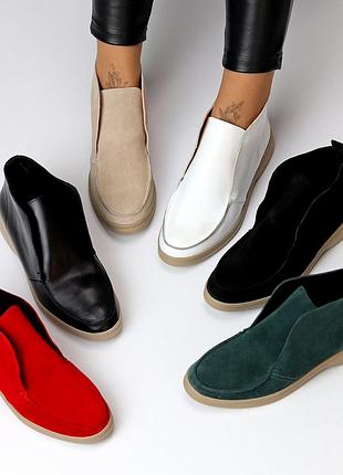 ❤️ шикарные кожаные замшевые высокие туфли лоферы