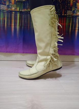 Bella donna мокасини макасини чоботи хіпі з натуральної шкіри балетки салатові шкіряні ковбойські2 фото