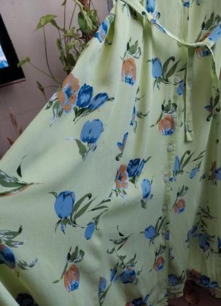 Винтажное платье без рукава цвета ранняя зелень в цветочный принт lady fashion ( размер 40)8 фото