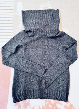 Серый свитер из мериносовой шерсти с кашемиром massimo dutti4 фото