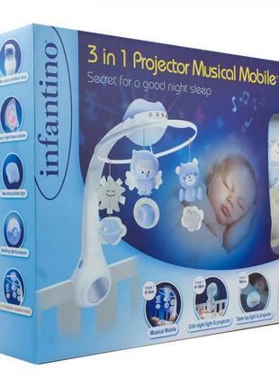Музыкальный мобиль infantino 3 в 1 с проектором